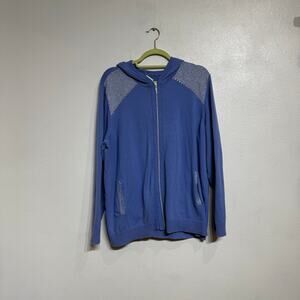 Zenergy by Chico's Blue Full Zip Hooded Jacket Sz 3/XL